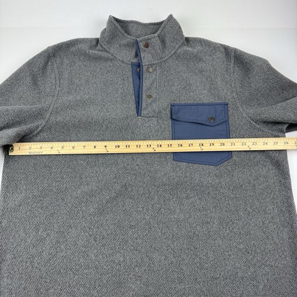 LL. Bean Allagash Men's Gray Blue Elbow Patches Snap T Fleece Henley XL Tall - Picture 11 of 15